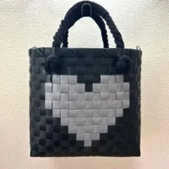 プラカゴ【ハート柄】　Sサイズ ダークグリーン×グレー