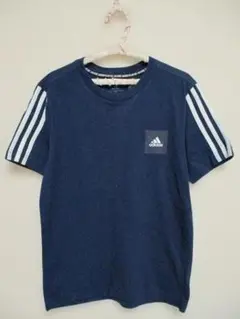 adidas アディダス 半袖Tシャツ 160cm ネイビー コットンのサムネイル
