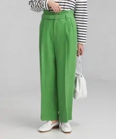 green label relaxingツイーディ スラブ ワイドパンツ