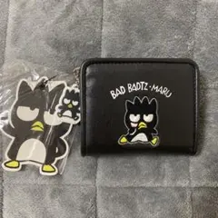 新品 バッドばつ丸 二つ折り財布 ブラック BAD BADTZ-MARU 刺繍のサムネイル