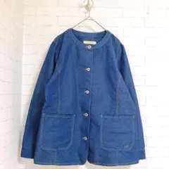 CROCODILEクロコダイル デニム風 薄手 ノーカラー ジャケット L