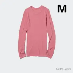 ユニクロ 極暖 ヒートテックシームレスリブタートルネックT（長袖）ピンク M