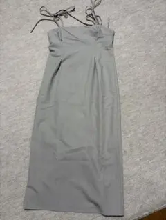 肩リボン キャミワンピース グレー