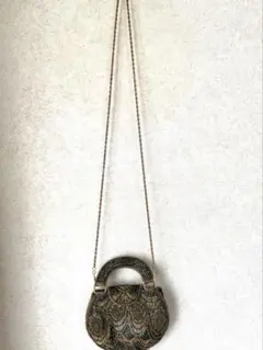 ビーズ刺繍 丸型ショルダーバッグ ゴールド系