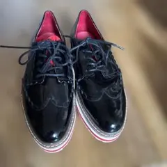 ZARA エナメル ブラック レースアップシューズ　23.5㎝〜24㎝
