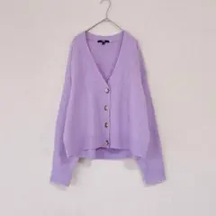 【美品】UNIQLO◆ウール混ソフトヤーンVネックカーディガン◆ラベンダー◆XL