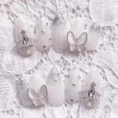 ネイルチップオーダー♥韓国綺麗系量産型ガーリーフレンチネイルワンホンネイル　07