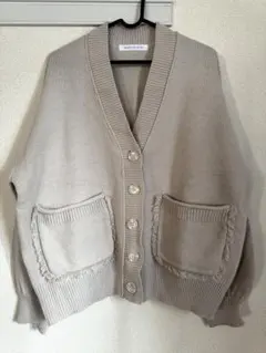 AS KNOW AS PLUS フリンジポケットBIGカーディガン