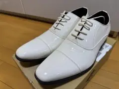 ホワイト レースアップ ドレスシューズ