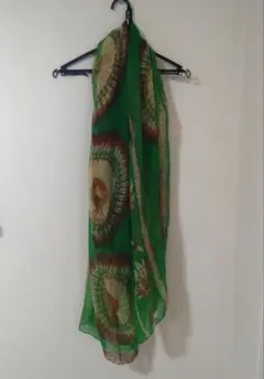 緑色円形模様ストール 大判