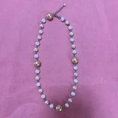 ゴールド ピンク パール風　ネックレス