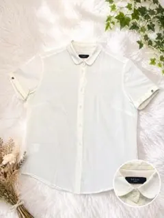 Paul Smith BLACK 半袖シャツクリームイエロー丸襟 レディースのサムネイル