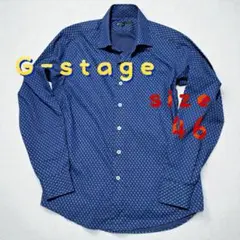 極美品　 ジーステージ　長袖シャツ　総柄　タツノオトシゴ　デザイン　ネイビー