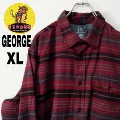 usa古着 GEORGE ネルシャツ　XL レッド　グレー　ブラック