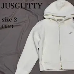 JUSGLITTY ジャスグリッティー ジップパーカー 美品 オフホワイト 上品のサムネイル