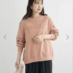 Green Parks ピグメントロゴ刺繍裏毛プルオーバー ピンク