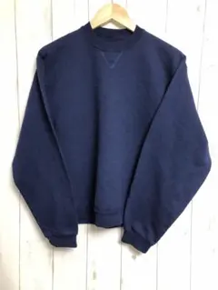 US古着 JERZEES 前V スウェット 無地 ネイビー S ブランク s72