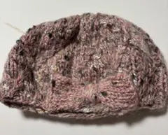 ピンク系 ニットベレー帽