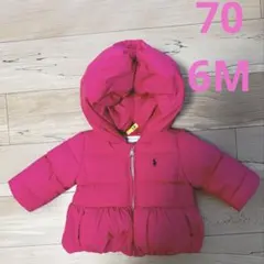 美品♡ポロ・ラルフ・ローレン♡フード付きダウンジャケットピンク♡70♡6M♡