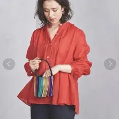 UNITED ARROWS UWSC ラミー ボリューム ギャザーブラウス 赤のサムネイル