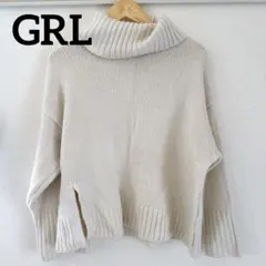 GRL アイボリー タートルネックスリットセーター フリーサイズ an841