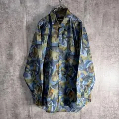 Full Mark 総柄シャツ 幾何学柄 アート柄 日本製 M レトロ 古着