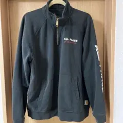 カーハート　企業ロゴ　両面　長袖　ハーフジップスウェット　古着