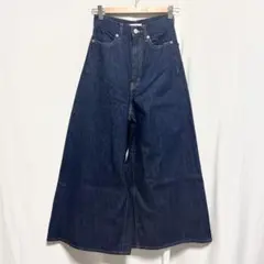 【美品】CLANE ハイウエスト ワイドデニムパンツ インディゴ　size0のサムネイル