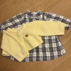 familiar チェック柄ワンピースとカーディガンセット 70cm