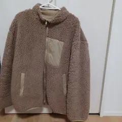 ベージュ フリースジャケット ジップアップ　4L　大きいサイズ