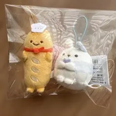 すみっコぐらし ゴムひも付きマスコット ぬいぐるみ パン店長 うさぎマイスター