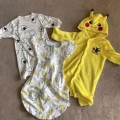 ピカチュウ フード付きカバーオール スワドル　ロンパース　セット