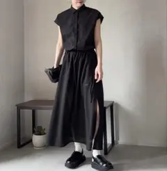 新品UNIQLO:C メッシュギャザーロングスリットスカート
