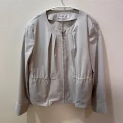 NATURAL BEAUTY BASICノーカラージャケット ベージュ未使用美品