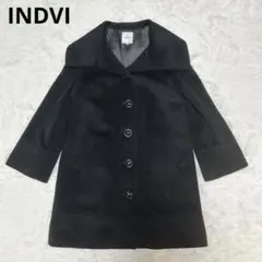 INDVI コート　上品　アンゴラ　ウール　きれいめ　ブラック