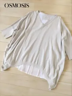 OSMOSIS＊バックプリーツ異素材MIXドルマンスリーブサマーニット