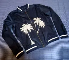 美品 ZARA/ザラ　スカジャン パームツリー L ネイビー