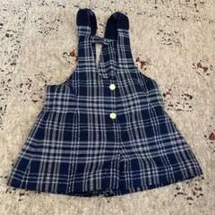 ネイビー チェック柄 ジャンバースカート　100