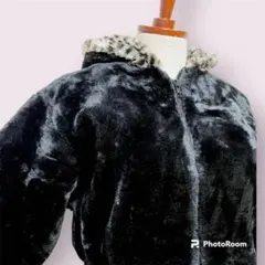 vintageヴィンテージコートファーブラックジップアップレトロUSA海外古着