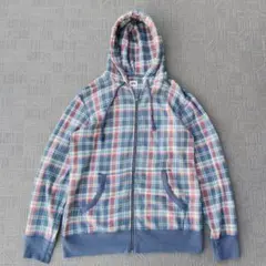 OLD UNIQLO ジップパーカー マルチカラーチェックY2K　XL
