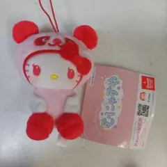 むにゃすや ハローキティ パンダの耳付きぬいぐるみ マスコット