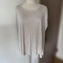 ZARA / 錦糸シルバー織柄フレンチスリーブトップス★彡サイズL