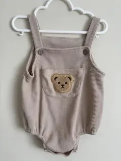 ベージュ クマ刺繍ロンパース サイズ80