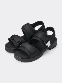 【GU】メタルバックルテープサンダル 09 BLACK 25cm