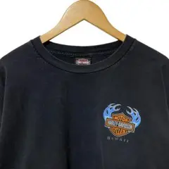 ハーレーダビッドソン ハワイ フレイム ファイヤー 黒 ロンT 長袖 Tシャツ