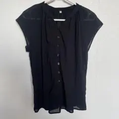 無印良品　フレンチ袖シャツ　黒S