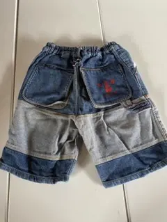 d*2様 デニムブルー パッチワーク ハーフパンツ