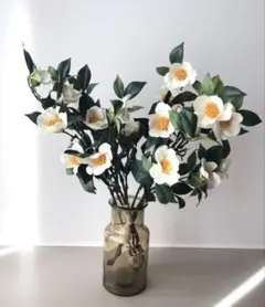 やぶ椿3輪咲き　造花　6本セット　東京堂　アーティフィシャル