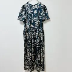 böhme ベーメ ワンピース ロングワンピース 半袖 花柄 S 紺 きれいめ
