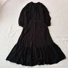 ユニクロ ワンピース ロング丈 レーヨン100 黒 L 体型カバー シンプル